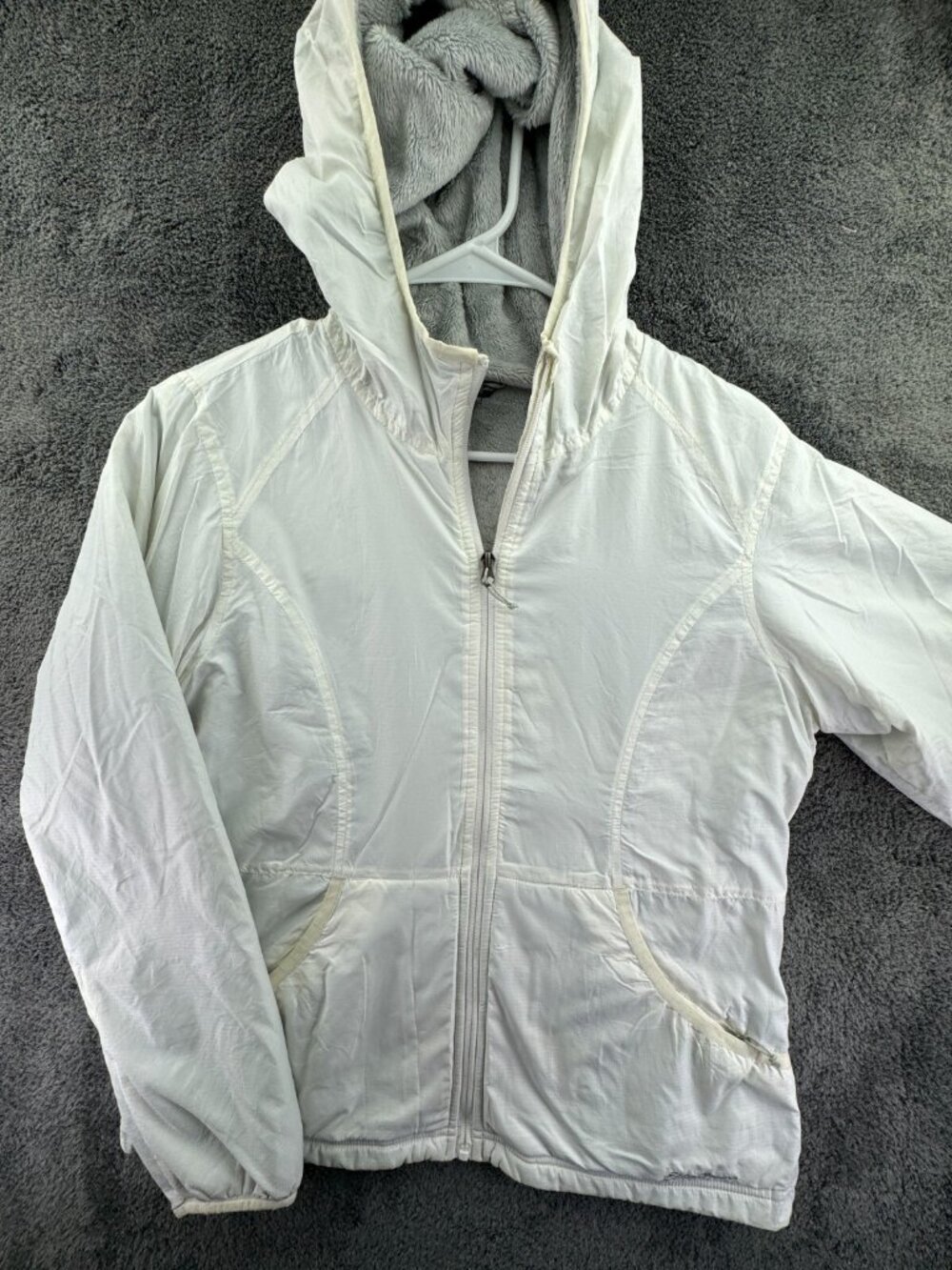 Eddie Bauer Faux Fur Lined Full Zip Jacket White Medium Women Soft Warm Winter
